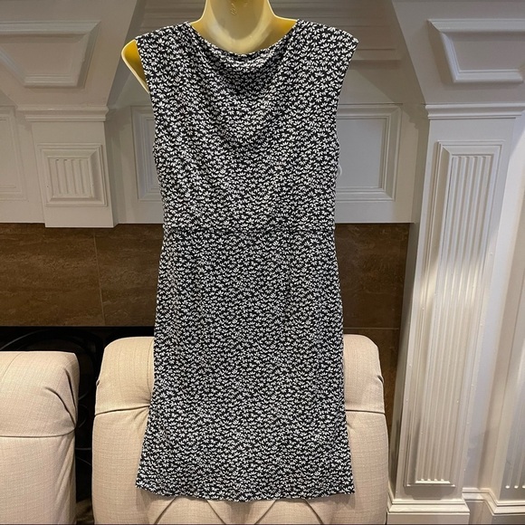 Vintage Ann Taylor Sheath Dress M Floral Stretch Rayon Knit Knee Length - Picture 2 of 9